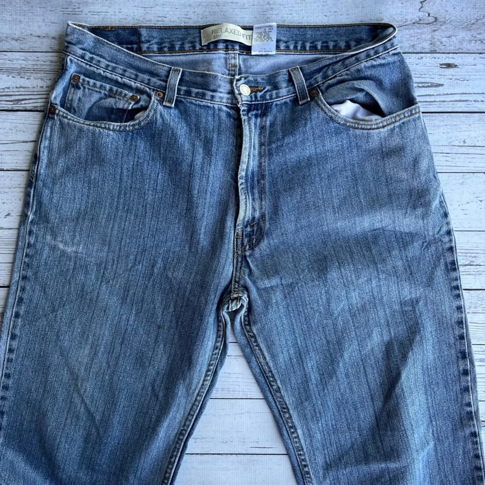 Vintage Levis 550 Mens Y2K 90s Relaxed Fit Medium‎ Wash Blue tapered Jeans 36x30